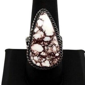 Navajo Native American Sterling Silver Natural Wild Horse Turquoise Ring 8.75